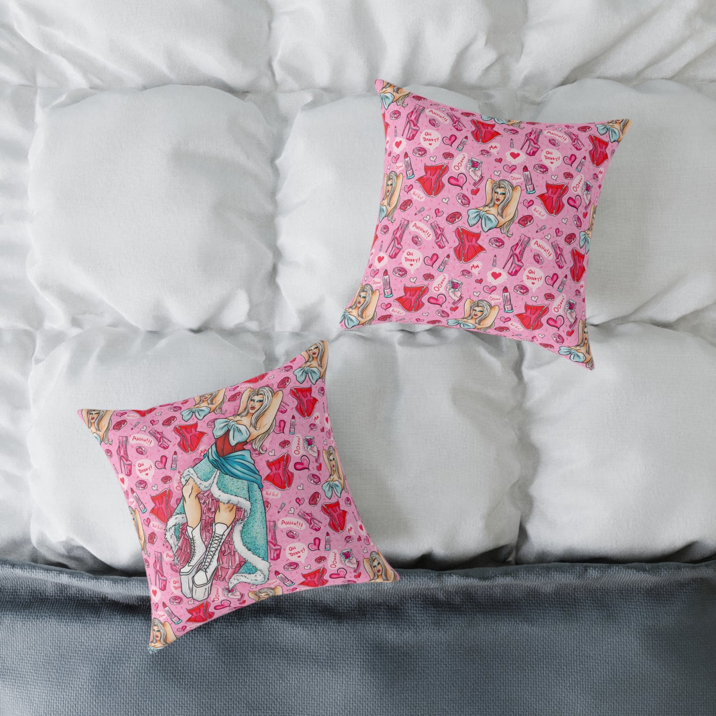 Kristy Kreme Pink Winter Dream Square Canvas Pillow