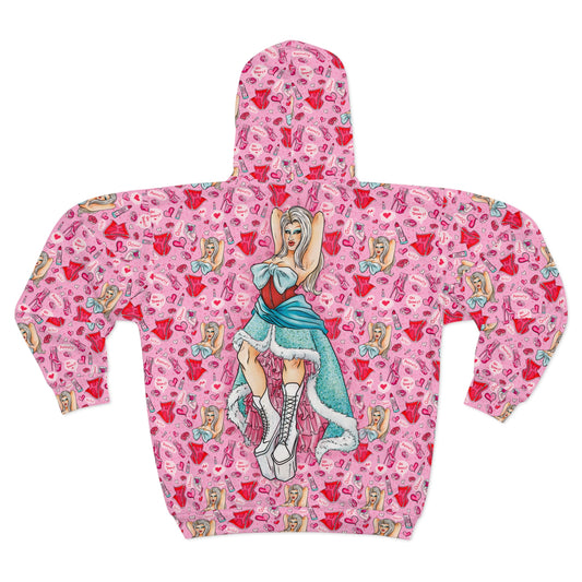 Kristy Kreme Pink Winter Dream Unisex Zip Hoodie