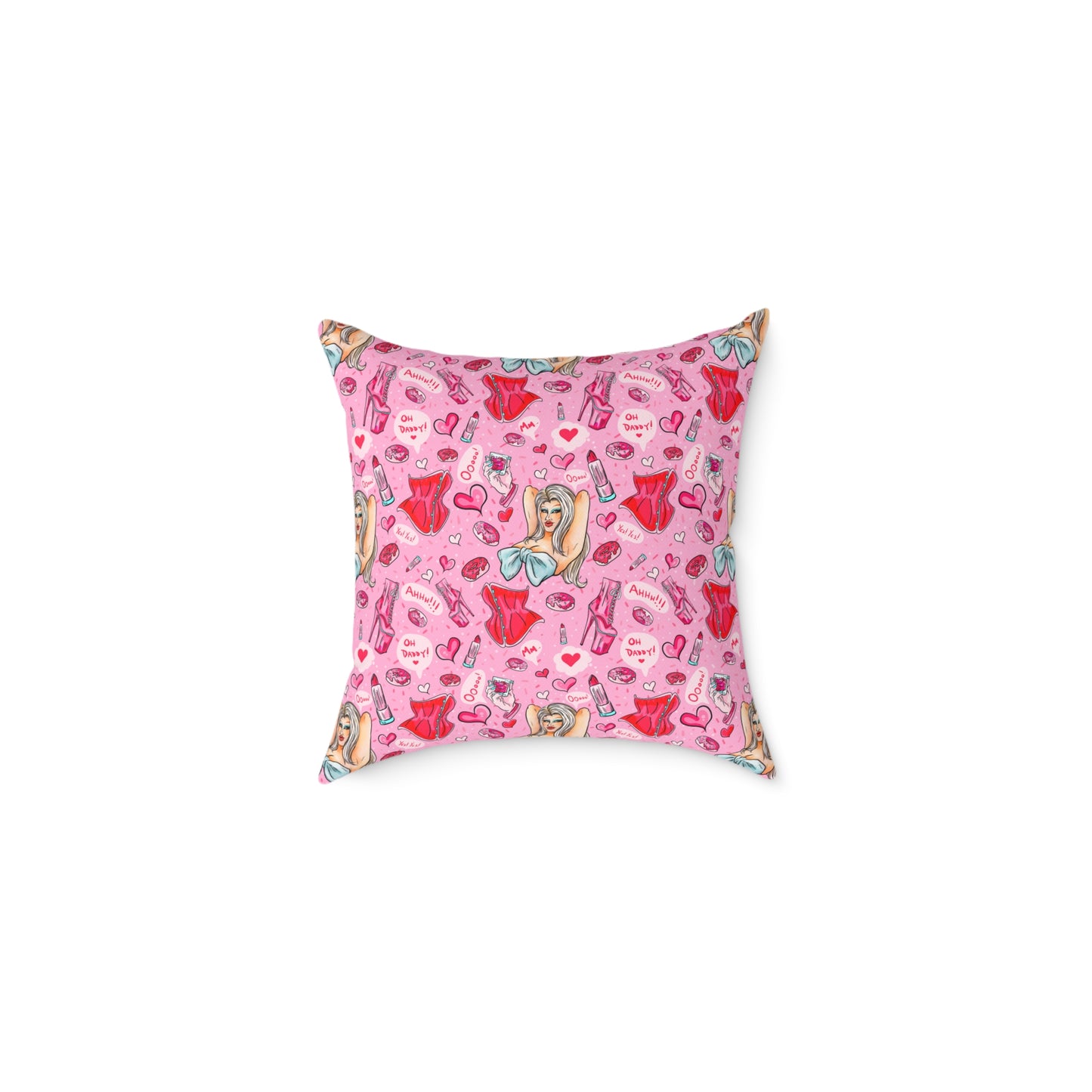 Kristy Kreme Pink Winter Dream Square Canvas Pillow