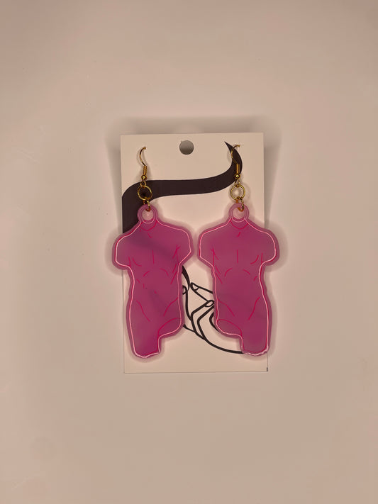 "Pink and subtle" Black Light Earrings