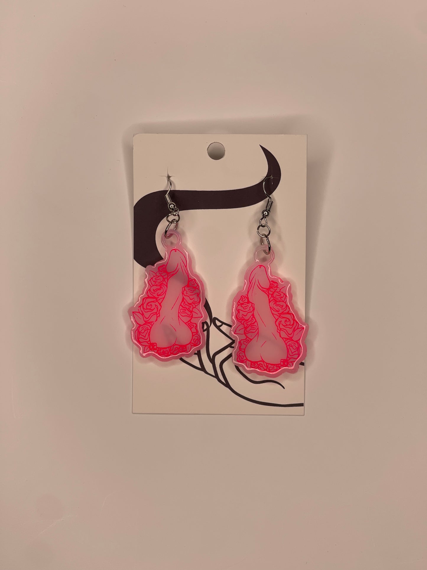 "Pink for pleasure" Black Light Earrings